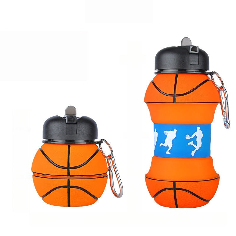 550ml Collapsible Football Water Bottle – Portable Silicone Sporty Foldable Drinkware