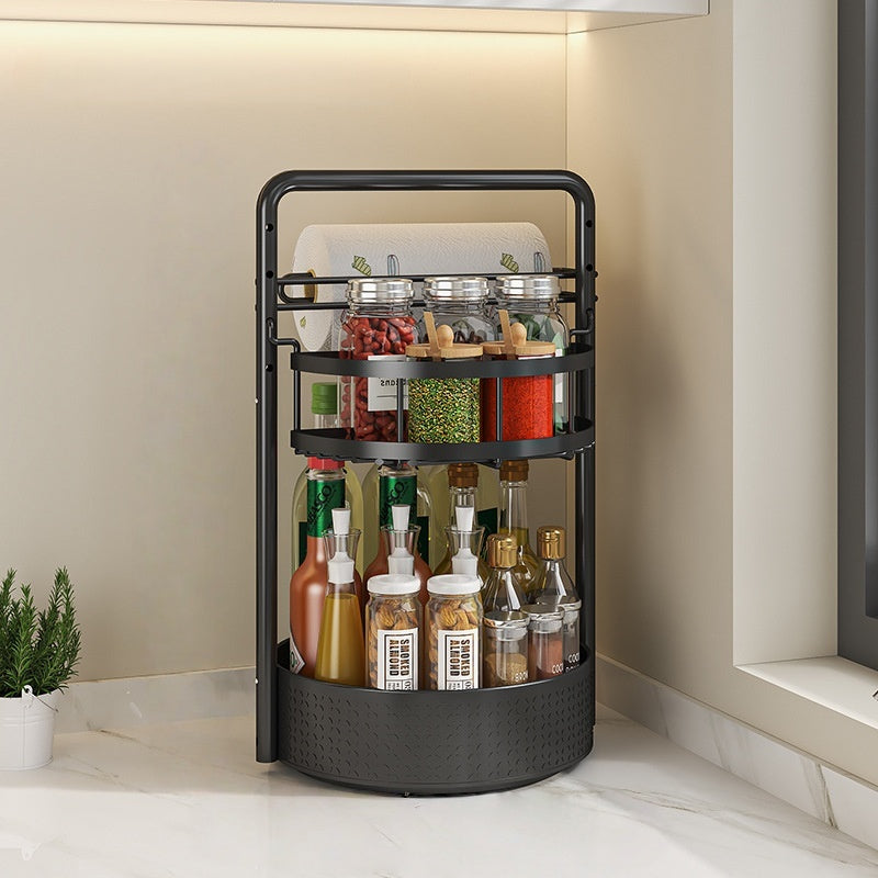 2-Tier Rotating Spice Rack – Lazy Susan with Towel Holder for Counter