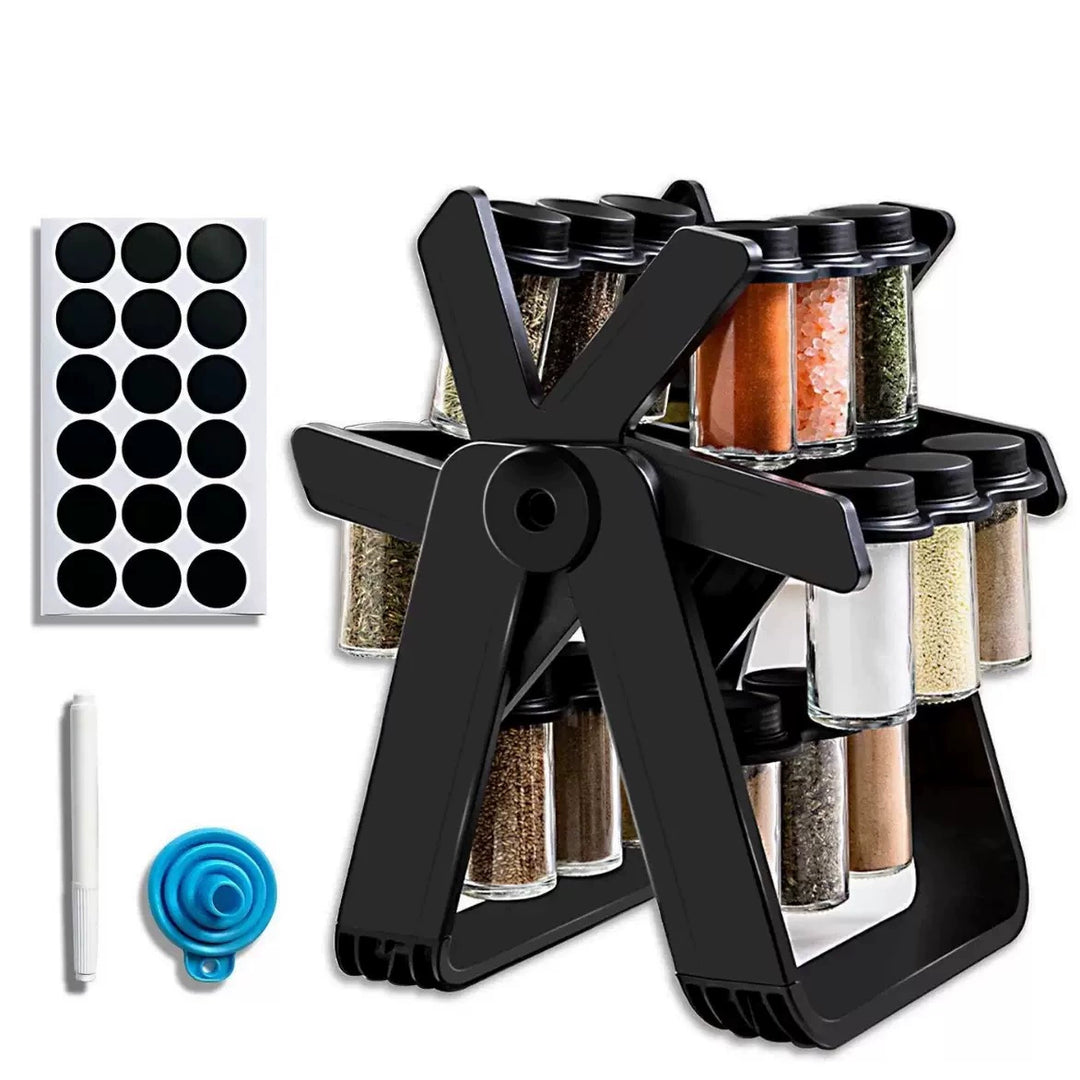 360° Ferris Wheel Spice Tower with 18 Shatterproof Jars