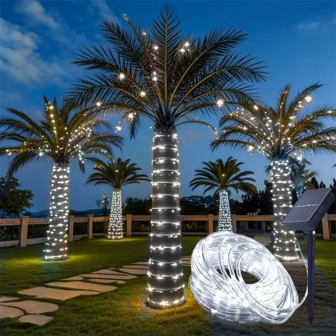 LumiSolar String Lights Outdoor | 7–32 m | Solar Powered & Waterproof | 8 Light Modes | Christmas, Garden & Party Lighting - White light