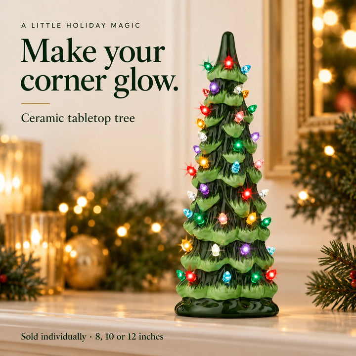 Pre-Lit Ceramic Christmas Tree - Choose 8, 10 or 12 Inches: Make your corner glow