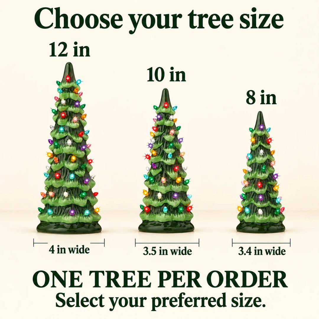Pre-Lit Ceramic Christmas Tree - Choose 8, 10 or 12 Inches: Three sizes, sold individually