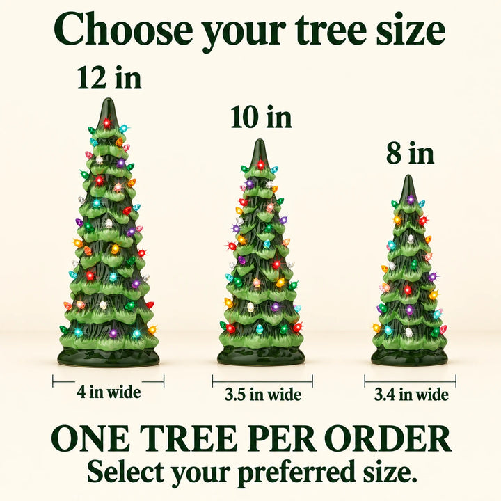 Pre-Lit Ceramic Christmas Tree - Choose 8, 10 or 12 Inches: Three sizes, sold individually