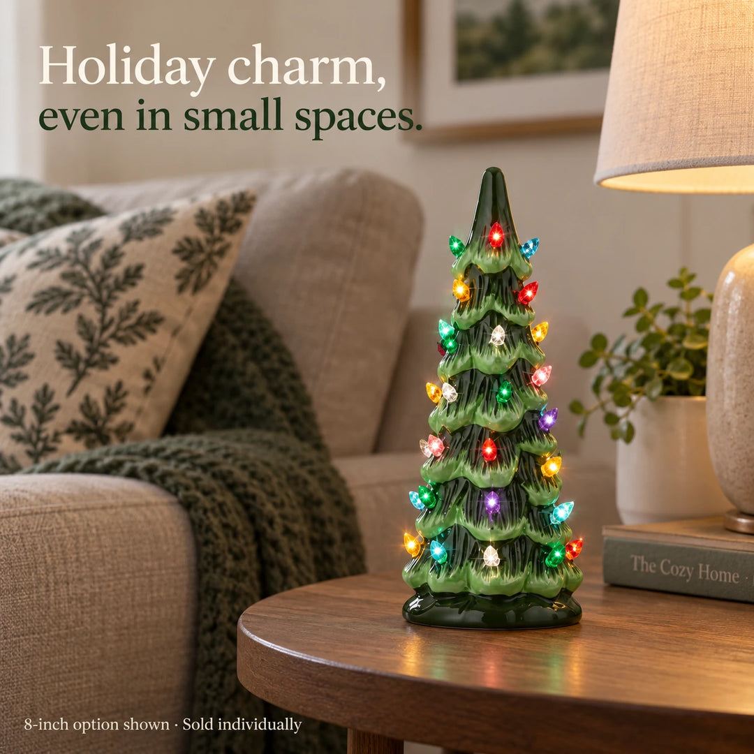 Pre-Lit Ceramic Christmas Tree - Choose 8, 10 or 12 Inches: The 8-inch option