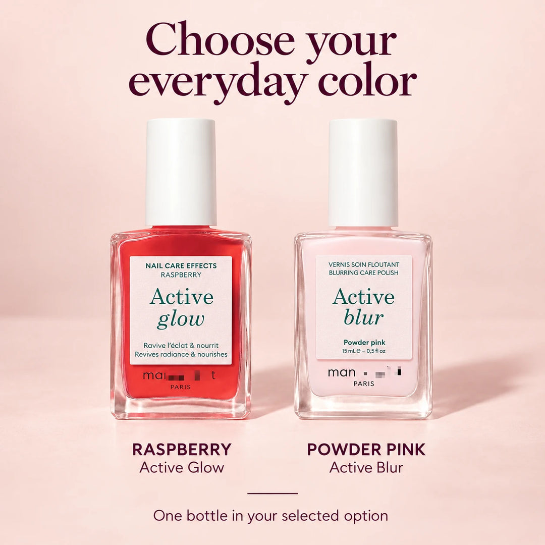 Active Nail Polish - Raspberry Glow &amp; Powder Pink Blur: Two options, clearly labeled