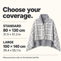 Standard 80 by 130 cm and Large 100 by 140 cm size guide
