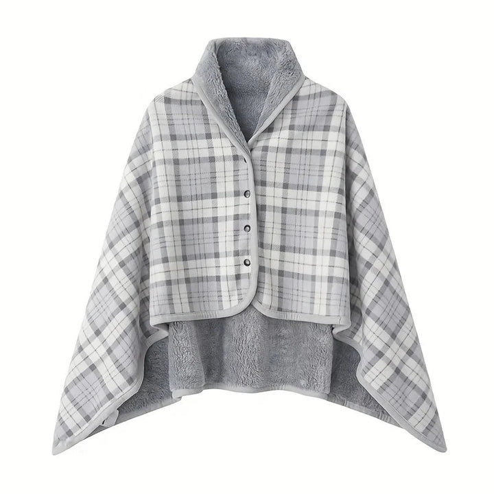 Grey and White Plaid wearable shawl