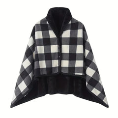 Black and White Check wearable shawl