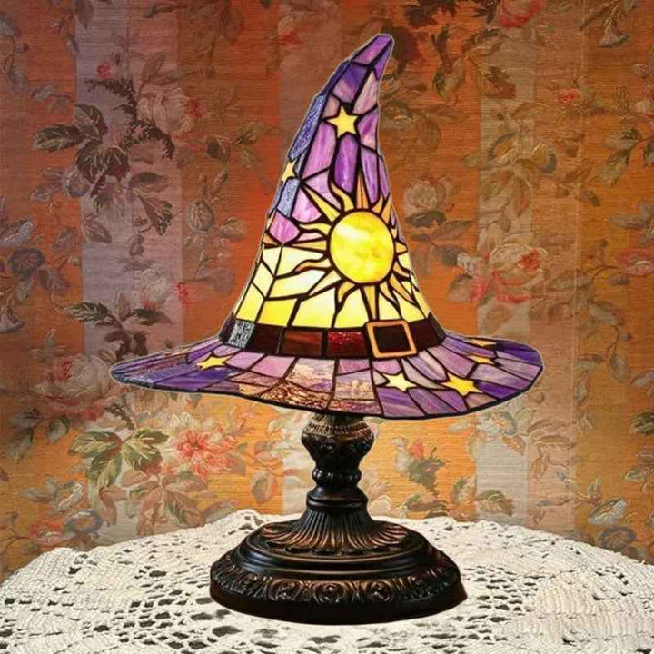 Vintage Witch Hat Stained-Glass Glow Ambient Night Light