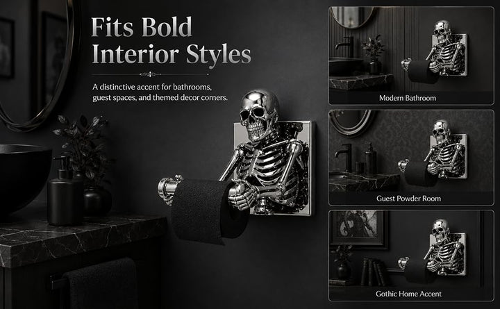 Wall-Mounted Skeleton Toilet Paper Holder - Resin Gothic Bath Decor