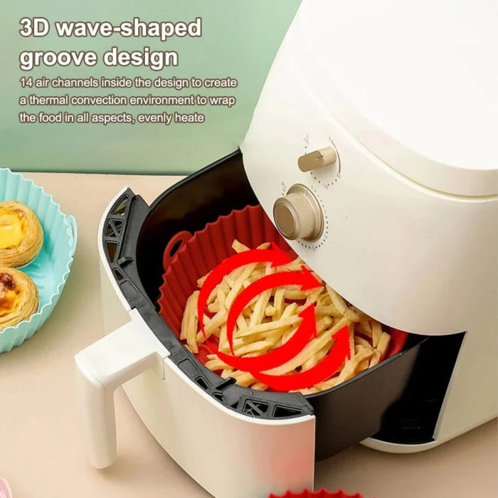 （2-Pack）Reusable Silicone Air Fryer Liners (2-Pack) - Nonstick Tray