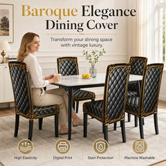 Stretch Damask Dining Chair Covers, Washable Slipcovers 2/4/6 Pack