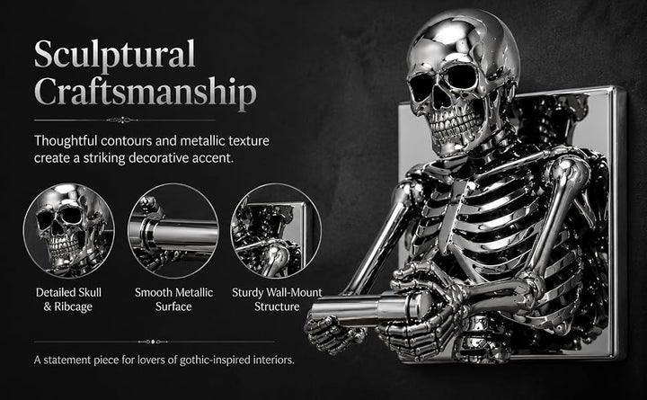 Wall-Mounted Skeleton Toilet Paper Holder - Resin Gothic Bath Decor