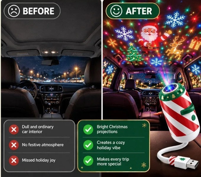 Christmas Car Window Projector Light – Festive Scenes on Glass