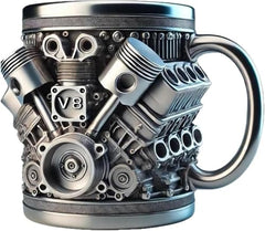 V8 Engine Coffee Mug - Resin Cast Car Mug (Small &amp; Large)