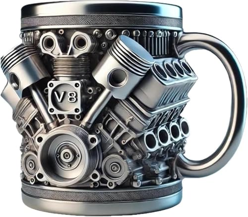 V8 Engine Coffee Mug - Resin Cast Car Mug (Small &amp; Large)