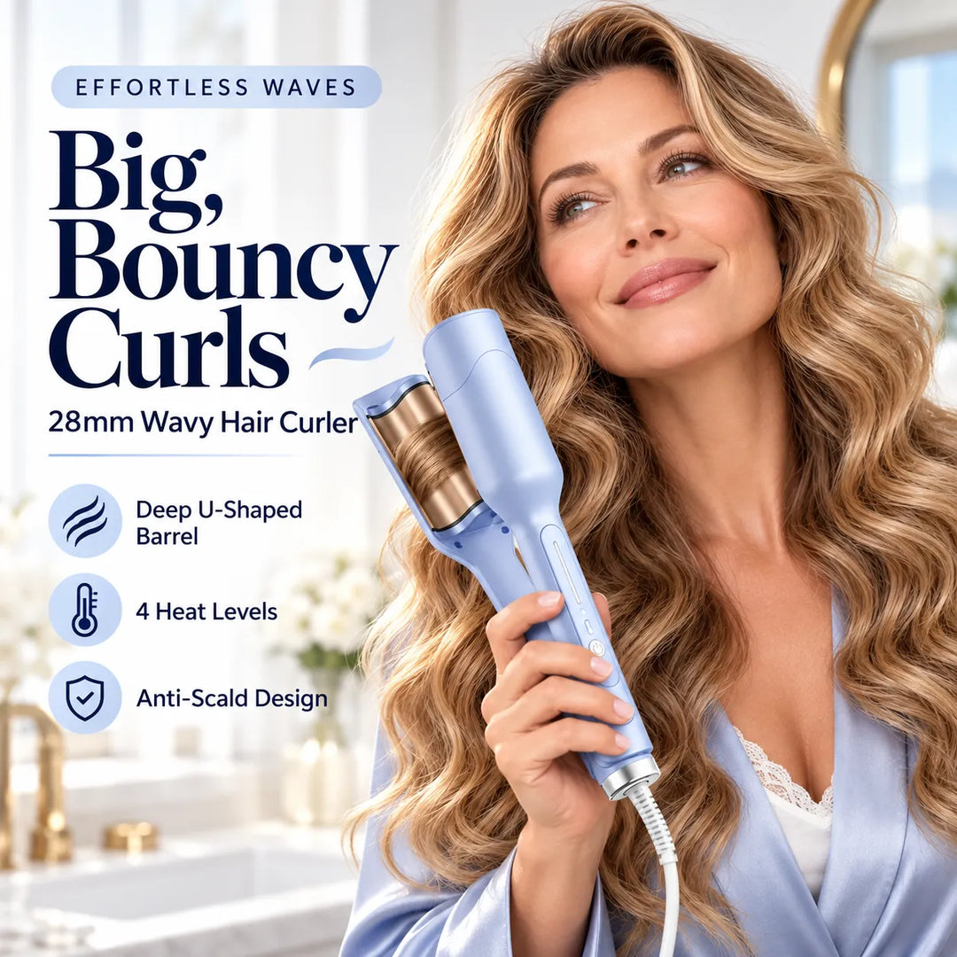 28mm Hair Crimper &amp; Curling Wand with Ionic Technology