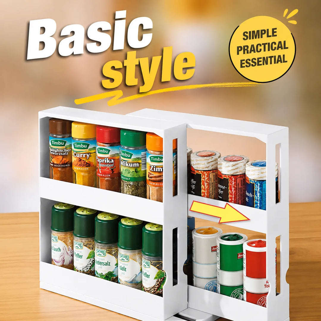 2-Tier Pull-Out Cabinet Organizer – Easy-Access Sliding Spice &amp; Medicine Rack