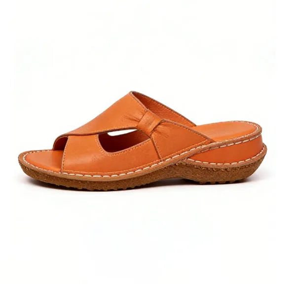 Orthopedic Leather Crossover Slide Sandals