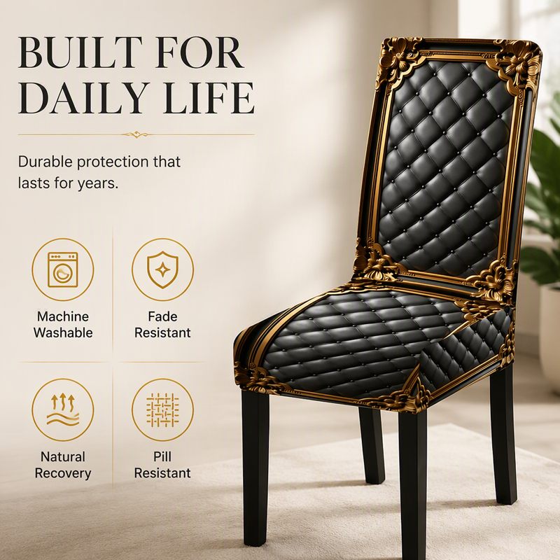 Stretch Damask Dining Chair Covers, Washable Slipcovers 2/4/6 Pack