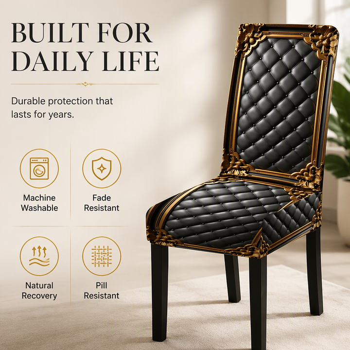 Stretch Damask Dining Chair Covers, Washable Slipcovers 2/4/6 Pack
