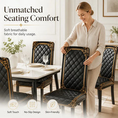 Stretch Damask Dining Chair Covers, Washable Slipcovers 2/4/6 Pack