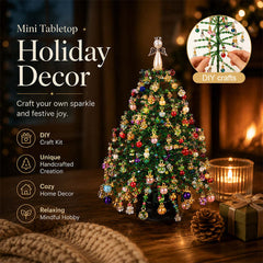 🎄✨DIY Beaded Christmas Tree Kit with Lights -🎅 Mini Tabletop Holiday Decoration