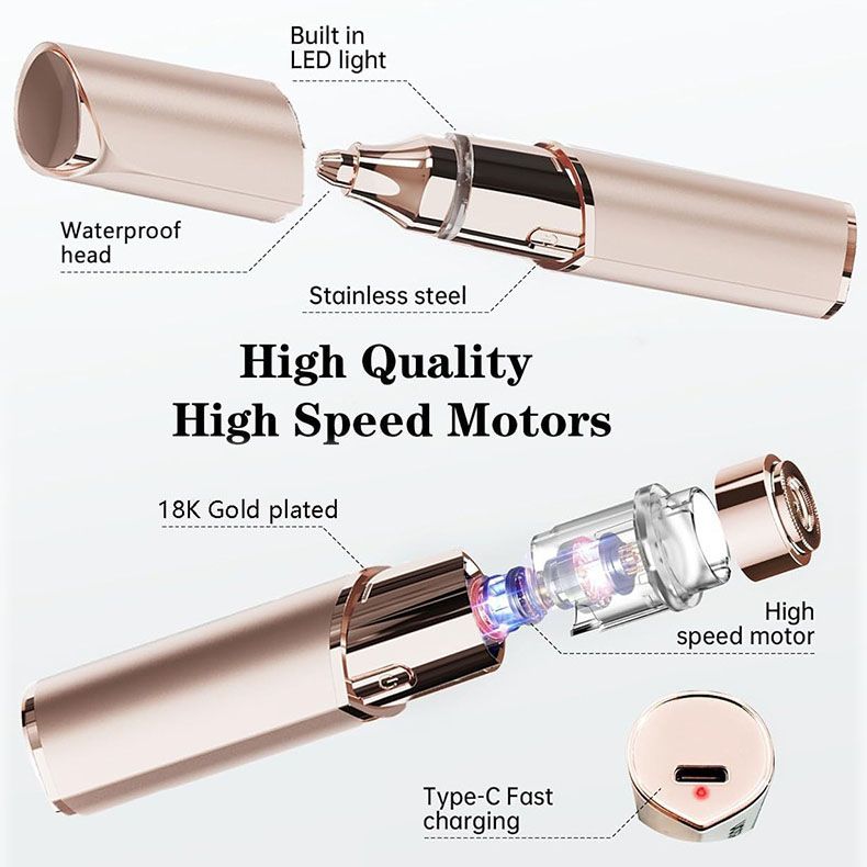 2-in-1 Lipstick-Sized Facial Hair Remover – Painless &amp; Portable