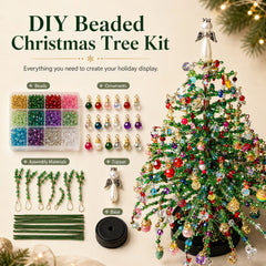 🎄✨DIY Beaded Christmas Tree Kit with Lights -🎅 Mini Tabletop Holiday Decoration