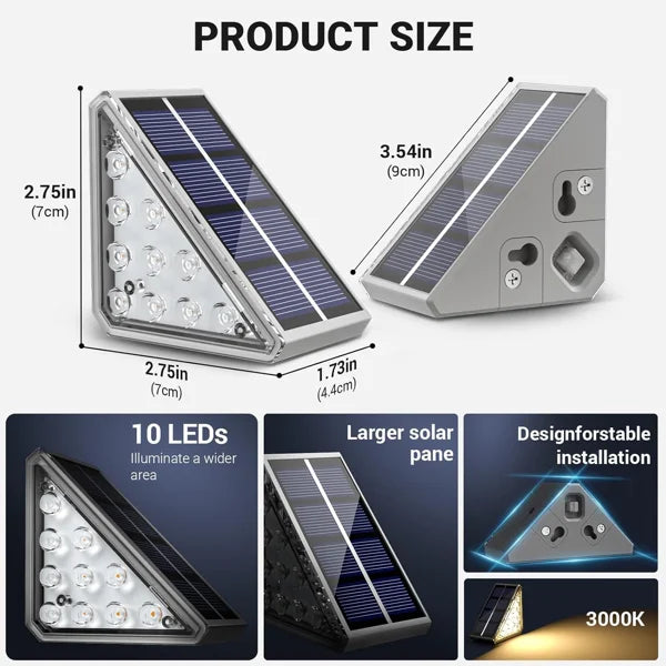 Solar Step Lights Outdoor - 4 Pack Warm White, IP67 Waterproof