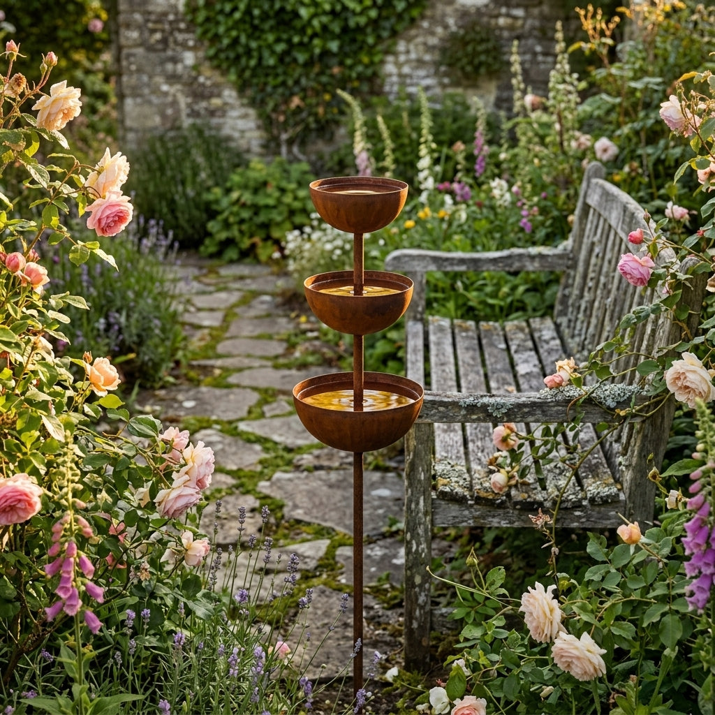 Handcrafted Rustic Copper Bird Bath Stake – Add Charm to Your Garden