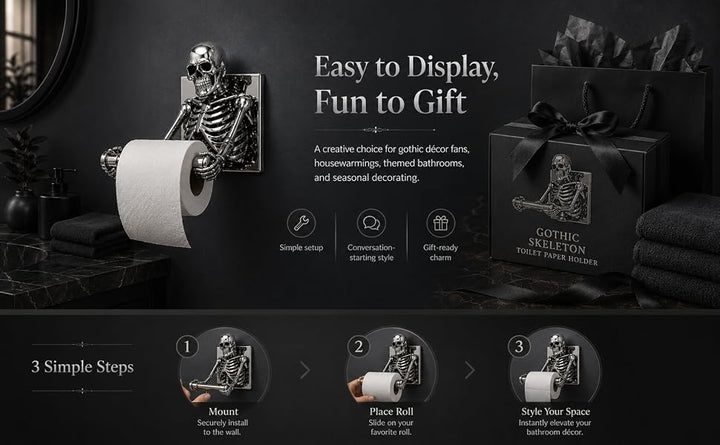 Wall-Mounted Skeleton Toilet Paper Holder - Resin Gothic Bath Decor
