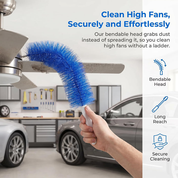 2-Pack Bendable Microfiber Fan Duster — Clean Blades, No Dust Rain