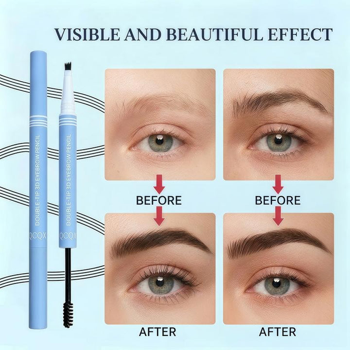 2-in-1 Waterproof Microblading Eyebrow Pen – Fork Tip + Brush