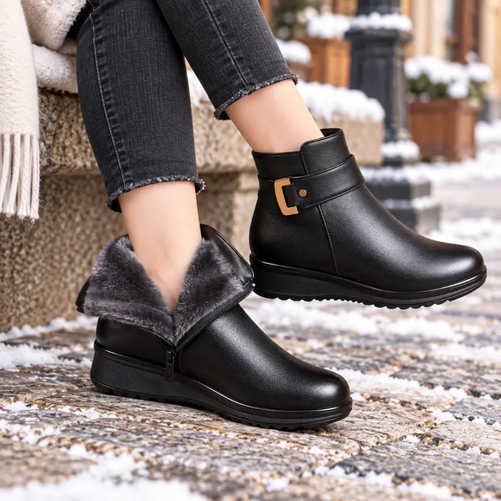Fleece-Lined Winter Ankle Boots for Women – Flat Anti-Slip, EU 35-42