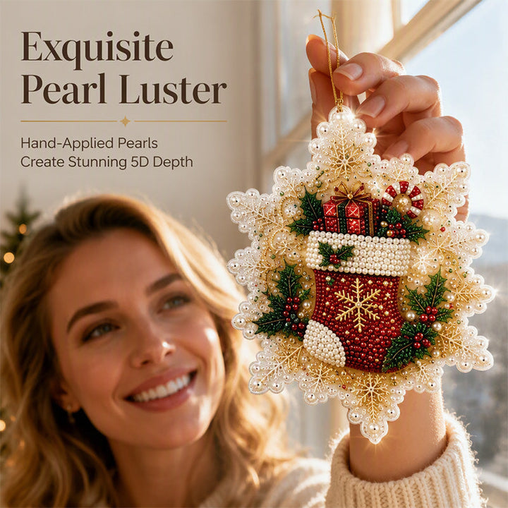 Christmas Snowflake Pearl Art Kit – 6 DIY Hanging Ornaments