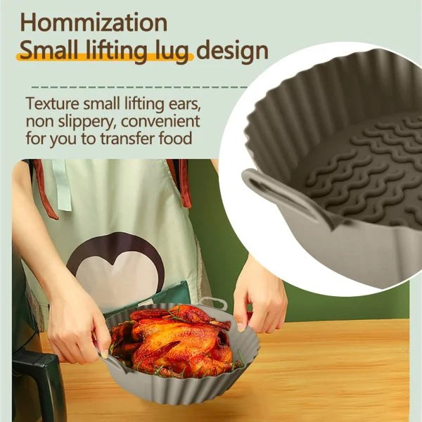 （2-Pack）Reusable Silicone Air Fryer Liners (2-Pack) - Nonstick Tray