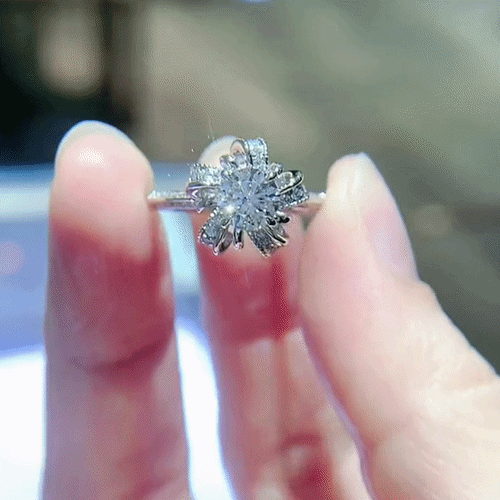 Blooming Brilliance Floral Ring – Sparkling Center Stone Statement Ring for Women