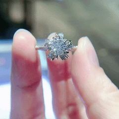 Blooming Brilliance Floral Ring – Sparkling Center Stone Statement Ring for Women