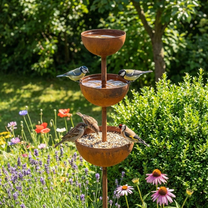 Handcrafted Rustic Copper Bird Bath Stake – Add Charm to Your Garden
