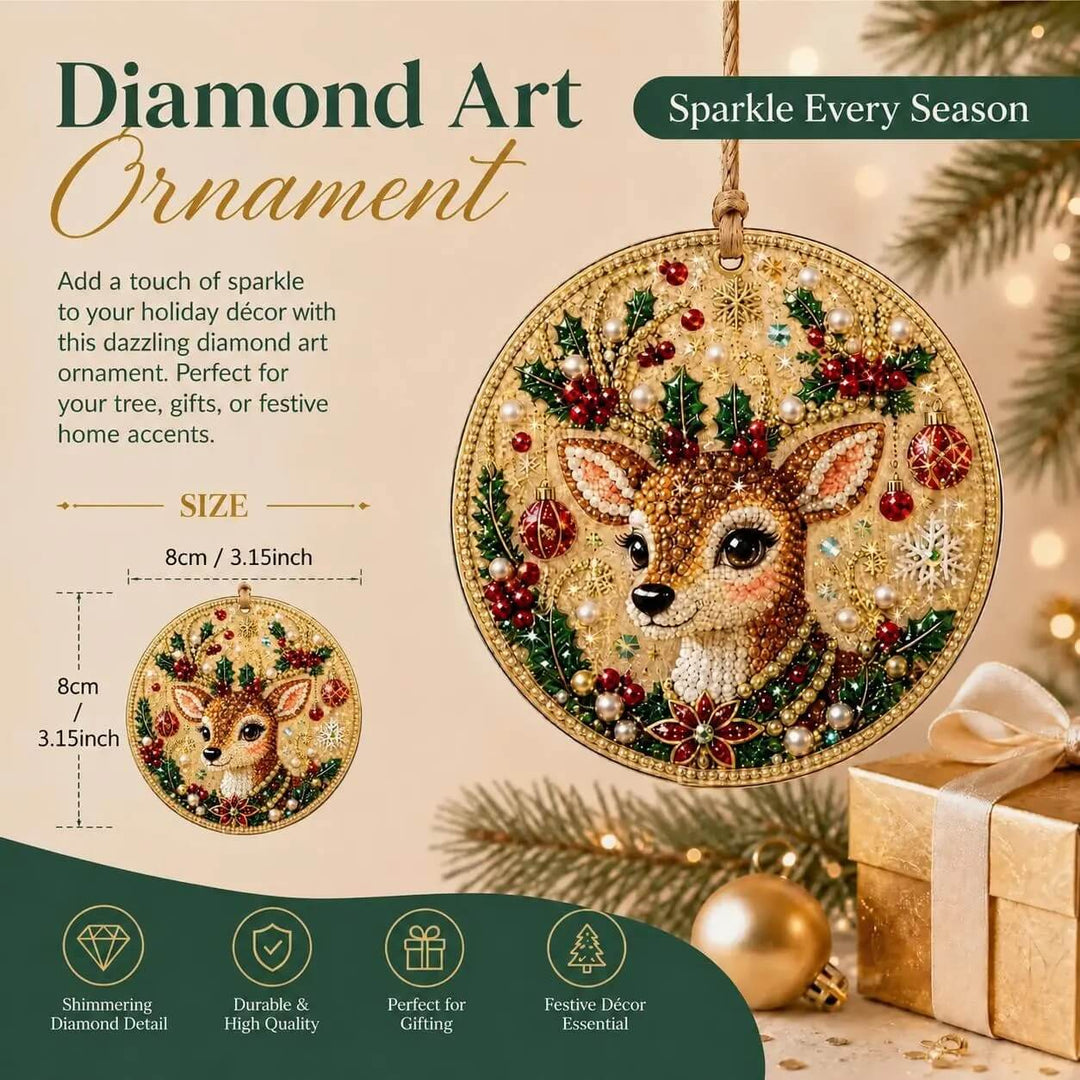 Christmas Pearl Art Ornaments – 6 Round Wooden DIY Tree Hangers