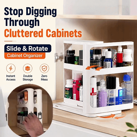 2-Tier Pull-Out Cabinet Organizer – Easy-Access Sliding Spice & Medicine Rack