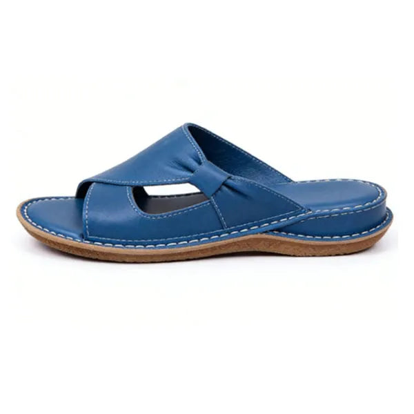 Orthopedic Leather Crossover Slide Sandals