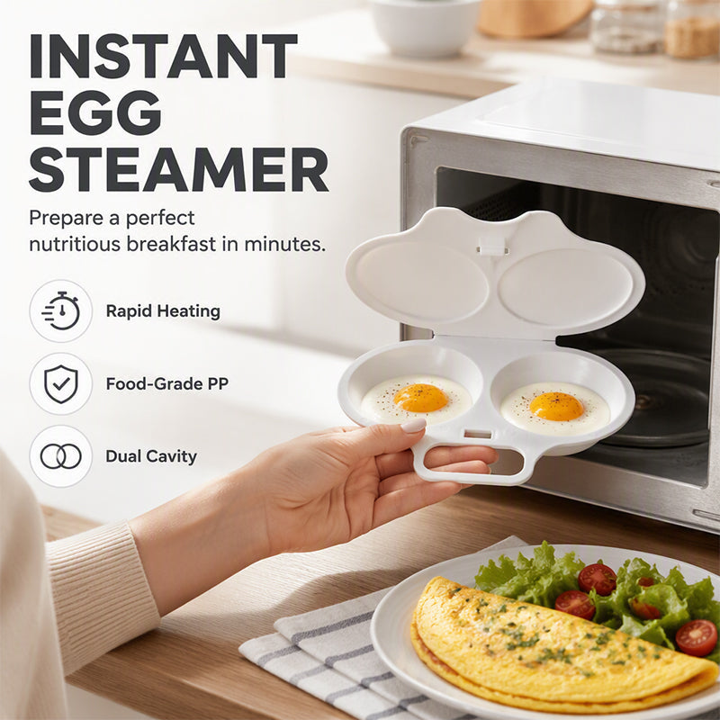 Microwave Egg Steamer – 2-Egg Dual Cavity, No Oil, BPA-Free