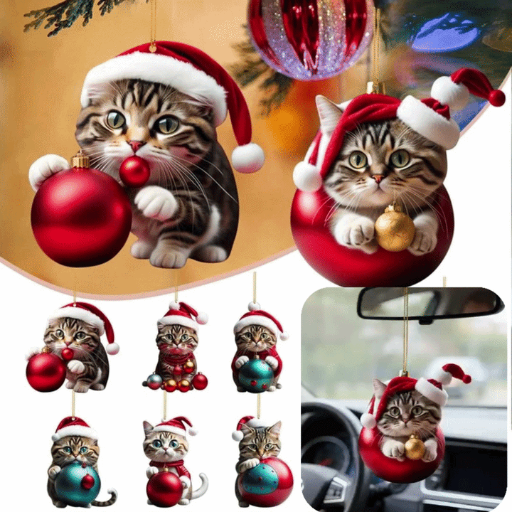 10Pcs - Acrylic Cat Christmas Ornaments — Hanging Tree Decorations