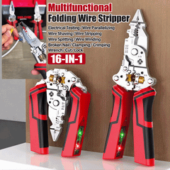 16-in-1 Folding Wire Stripper with Voltage Tester, USB-C Rechargeable