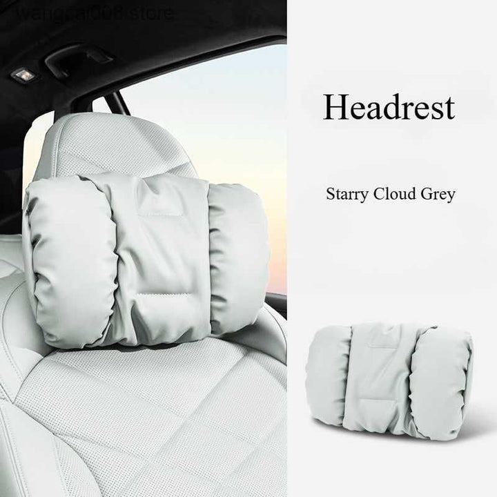 Cloud-like Suede-Touch Car Headrest &amp; Lumbar Set – Premium Driving Comfort