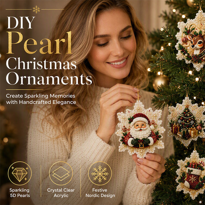 Christmas Snowflake Pearl Art Kit – 6 DIY Hanging Ornaments
