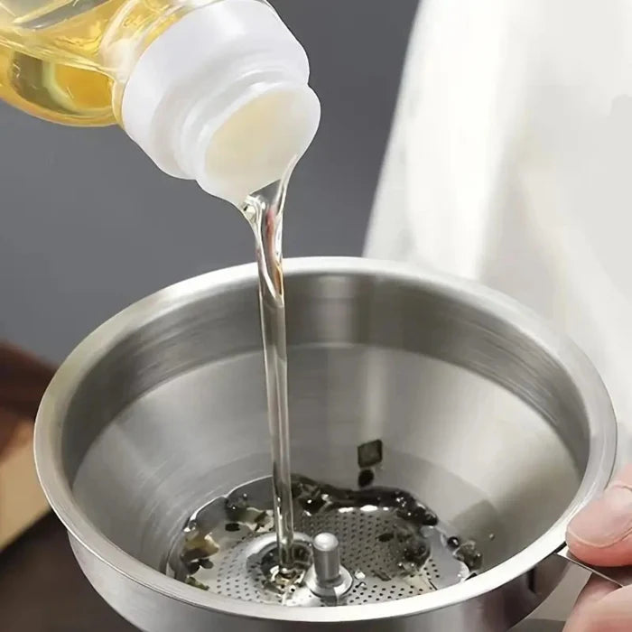 304 Stainless Steel Funnel with Removable Fine-Mesh Strainer