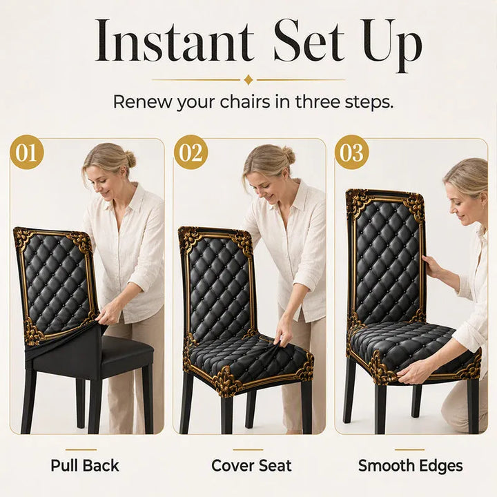 Stretch Damask Dining Chair Covers, Washable Slipcovers 2/4/6 Pack